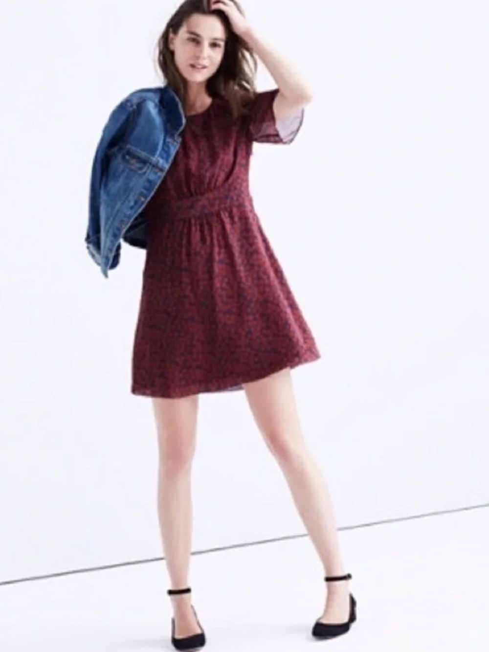 Madewell Silk Slowdance Marimba Burgundy Dress